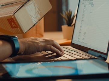 Secure order online, package and laptop